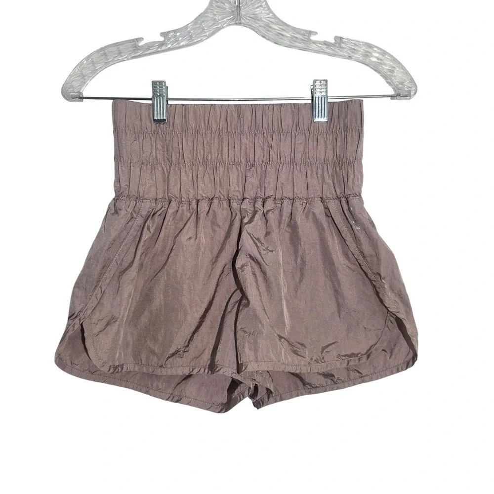 Free People XS FP Movement‎ The Way Home Shorts Mauve Purple High Rise Smocked